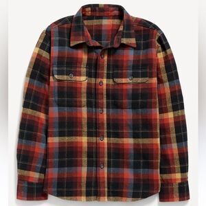 Old Navy Plaid Flannel Utility Pocket Shirt button down long sleeve cotton 10-12